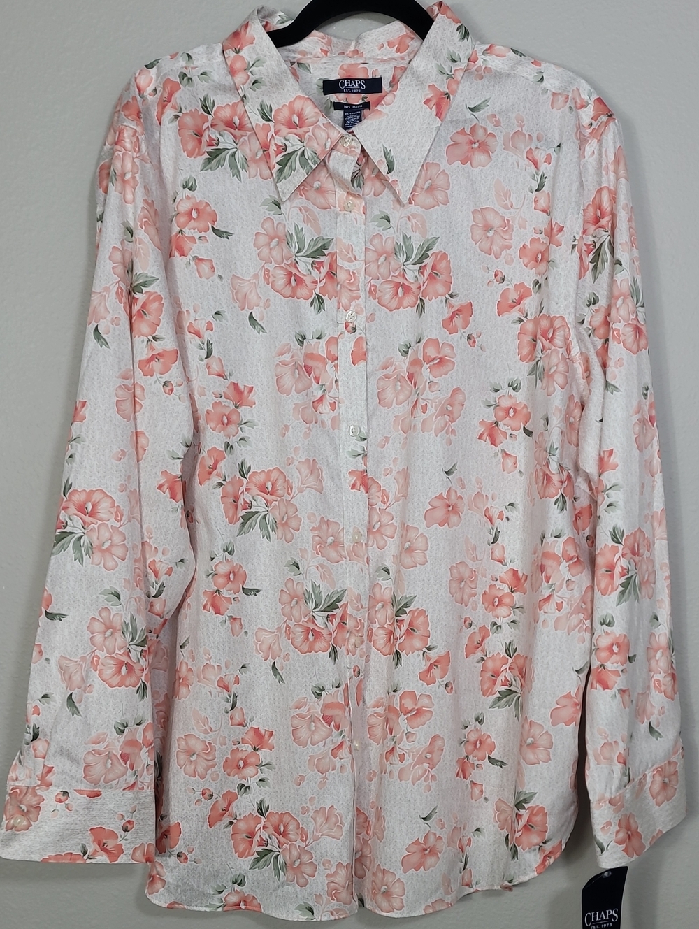 NWT Chaps No Iron Floral Button Up Shirt Size 2X Tropical Office
